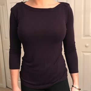 Dark Plum Gap Boat Neck Top